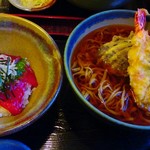 平成食堂 - 天ぷらそばとマグロ漬け小丼