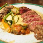 プールトワ - ランチコース 1820円 の希少部位、牛イチボ肉のステーキ
