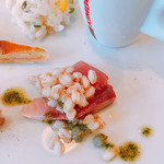 ヴェッキオ コンヴェンティーノ - ブリのカルパッチョ スペルト小麦添え