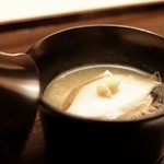 木山 - ●胡麻豆腐 蒸し鮑 焼茄子と魚出汁