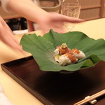 木山 - ●鱧おとし 長芋ズッキーニ 素麺カボチャ 梅肉と山葵