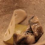 木山 - ●岩牡蠣の葛粉焼き 冬瓜 レンコン