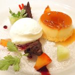 Giglio - パスタ+前菜+デザート 1900円 のプリン、ヨーグルトアイス、ガトーショコラ盛り合わせ