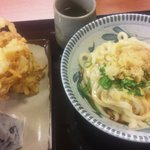 香の川製麺 - 釜玉うどん＆野菜かき揚＆明太おにぎり