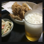 燦鶏 - ビール＆お通し＆鶏せんべい