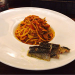 ビンゴバル - ピリ辛サンマのパスタ