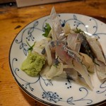 天史朗鮨 - 〆アジ、ガリ、大葉