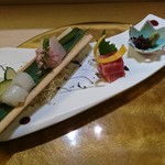 彩懐石 わらび高砂 - あかいか、はた、鮪の造り