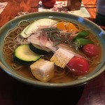 志蕎庵 江月 - 夏野菜の冷かけ