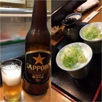 金太郎寿し - 瓶ビール／つゆ＆ネギ×２人分