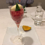 北島亭 - スイカのソルベとマンゴー。夏の口直しは豪華！！