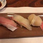 古長 - ハマチと鯛とマテ貝のお寿司♫