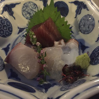 先斗町 魯ビン - お造り4種盛 マグロ,鯛,カンパチ,タコ