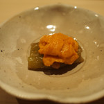 すし宮川  - 赤茄子の揚げ浸しと馬糞雲丹を味噌で