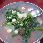 青龍 - ⑤空心菜、ホタテ、タケノコ、シイタケのスープ