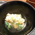 傳 - (2017年8月　訪問)穴子天ご飯2杯目は出汁をかけてお茶漬け風に。