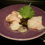 kazefukeba - 刺身はミシマと石鯛（ミシマはミシマオコゼ？）