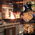 佐賀県三瀬村ふもと赤鶏 - グリルで豪快に焼き上げた鶏もも肉をキッチン鋏で切り分けていただきます