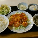 華金園 - エビチリソース定食６００円！