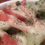 シェーナ - 菜の花・人参・スナップエンドウのチーズ焼きアップ