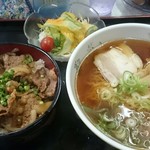 Kaikyouramen - 牛バラ丼とラーメンセット