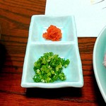 割烹 半兵衛 - 薬味（ネギ、もみじおろし）