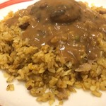 印度カレー - ドライカレーのカレー掛けにハンバーグ！