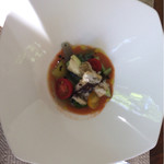 無彩庵　池田 - 前菜。夏野菜と穴子フリット