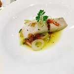 アニヴェルセル表参道 - 2017/7/30 友人の結婚式。
                                平目のヴァプール 梅と大葉のナージュ仕立て