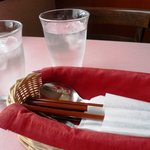 ぽっぽや - お水　グラスが大きくてうれしい!