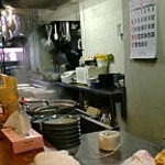 翔丸 - カウンター奥から入口付近を臨む厨房内です