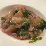 らんぷ亭 - 桃のコンポート  泡割  うまいわー。爽やか