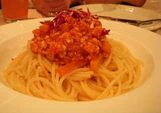 Risutorante Buno - 鶏ミンチの冷たいサラダスパゲッティー