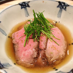 日本料理 晴山 - 賀茂茄子と飛騨牛の炊き合わせ