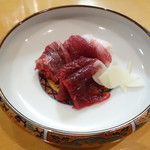 鮨松榮 - ミンク食べ比べ（赤肉・尾肉・鹿の子）