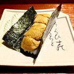 富小路 やま岸 - 凌ぎ：雲丹の手巻き寿司