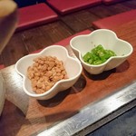 もんじゃ de BAR - 納豆×青唐辛子をトッピング