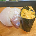 鶴寿司 - ひらす、鯛、ウニ軍艦