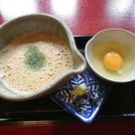 蕎仙坊 - とろろ汁。生卵＆薬味。