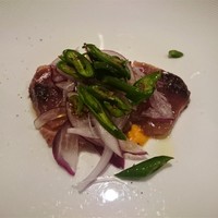 リストランテ ハナタニ - Antipasto　ケンケンカツオ(和歌山)のカルパッチョ ペストトラパネーゼ　※明石蛸のカルパッチョの代替料理