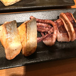 十勝川温泉 第一ホテル 豆陽亭 - マスのバター焼き、イカのバター焼き