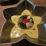 かぼちゃの冷製スープ夏野菜のゼリー寄せ、