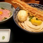 難波千日前 釜たけうどん - ネギトロ丼  ちく玉天セット