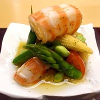 銀座 小十 - 車海老と夏野菜の和え物