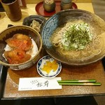 Echizen - オクラとろろおろしそばと、小鉢ソースかつ丼（サルサソースかけ）