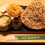 味奈登庵 - ざるそば富士山盛り＋かき揚げ天ぷら！