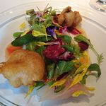 鱧のフリット、勘八のカルパッチョ