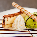 Tiramisu cake & Kyoto style matcha ice cream