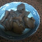 味阪 - お通し　蒟蒻と白身魚の煮物