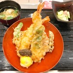 なにわ天ぷら 維心 - 天丼　海老二尾